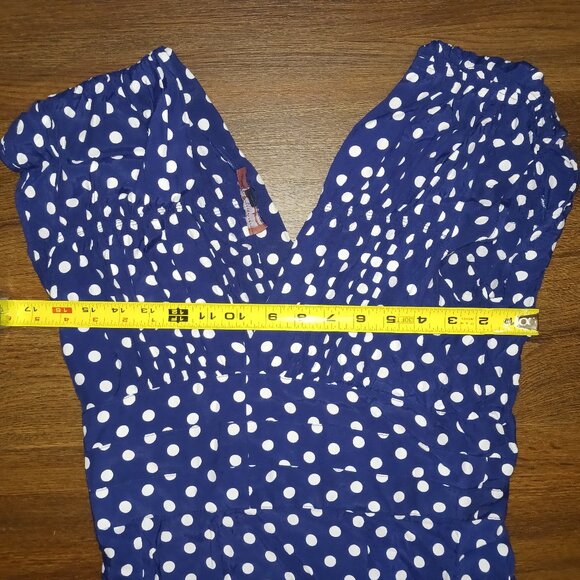 Trashy Diva 1940s Big Polka Dot Blue White GUC Dress SZ 10 Summer Vintage - Picture 4 of 6